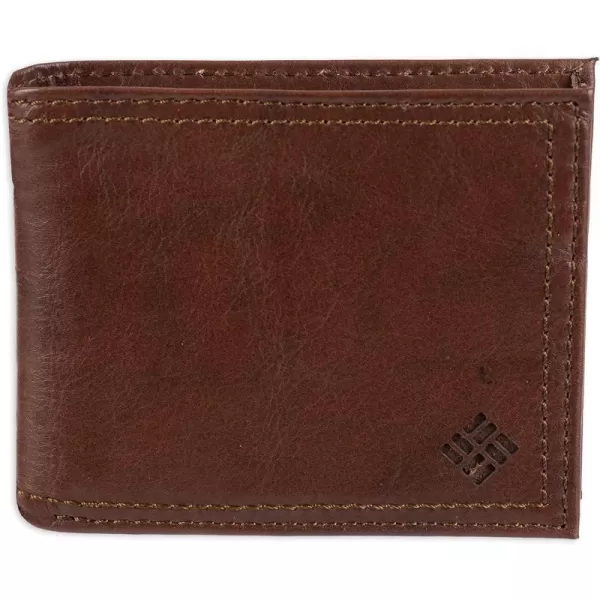 imageColumbia Mens Everyday Bifold WalletMultiple Card Slots Id WindowLight Brown