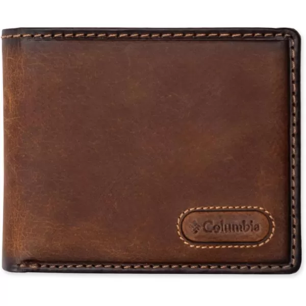 imageColumbia Mens Everyday Bifold WalletMultiple Card Slots Id WindowTan Burnished
