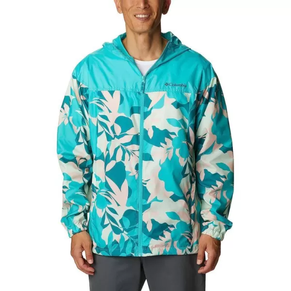 imageColumbia Mens Flash Challenger Novelty WindbreakerBright Aqua Floriated PrintBright Aqua