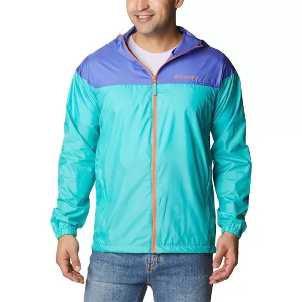 imageColumbia Mens Flash Challenger Novelty WindbreakerBright AquaPurple Lotus