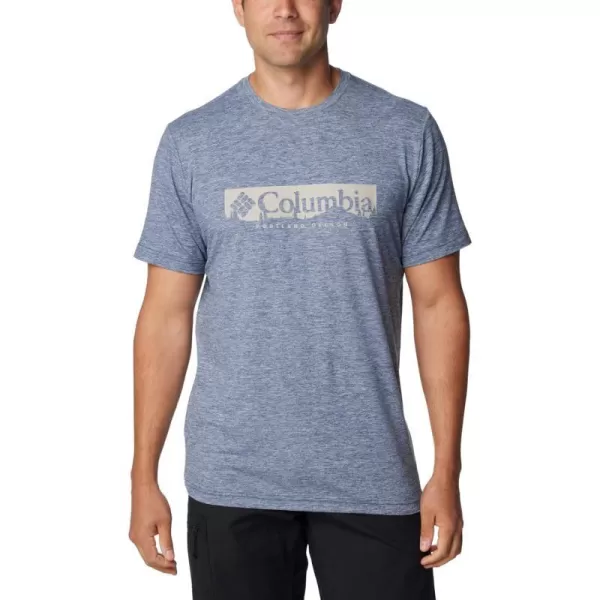 imageColumbia Mens Kwick Hike Graphic Short Sleeve TeeCollegiate Navy HeatherCsc Box Treelin