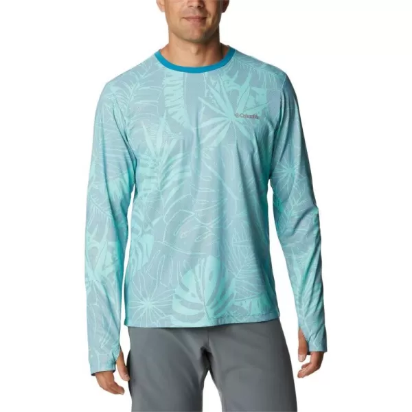 imageColumbia Mens M Sun Deflector Summerdry Ls ShirtDeep Marine King Palms