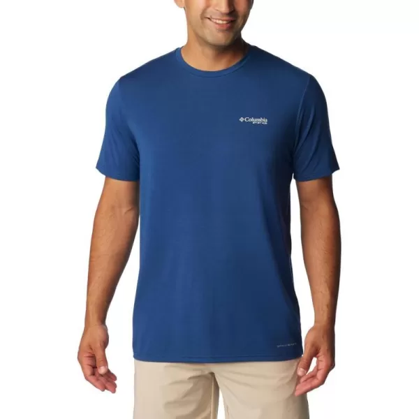 imageColumbia Mens PFG Fish Flag Tech Tee SsCarbonVivid Blue Gradient