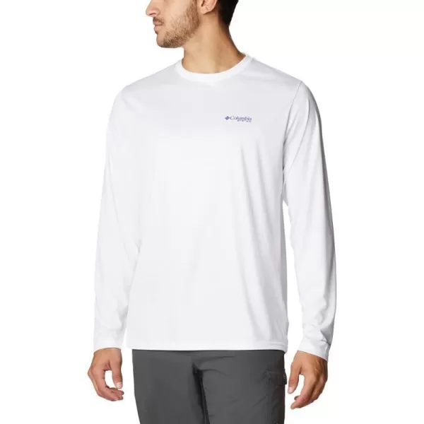 imageColumbia Mens PFG Terminal Tackle Fish Flag Long Sleeve Fishing ShirtWhiteTanzanite