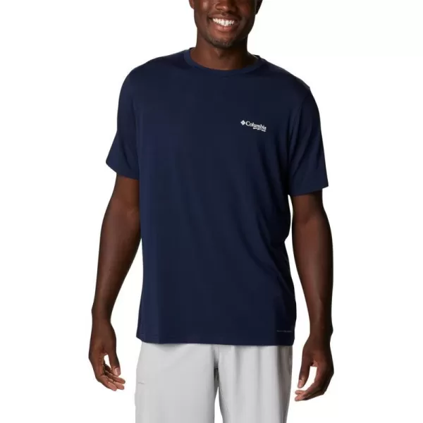 imageColumbia Mens PFG Triangle Fill Tech Tee Short SleeveCollegiate NavyRed Spark Kona