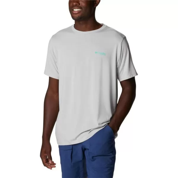imageColumbia Mens PFG Triangle Fill Tech Tee Short SleeveCool GreyElectric Turquoise Kona