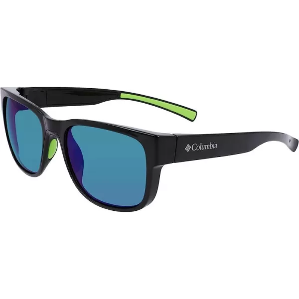 imageColumbia Mens Penns Creek Rectangular SunglassesShiny Black amp GreenGreen Mirror