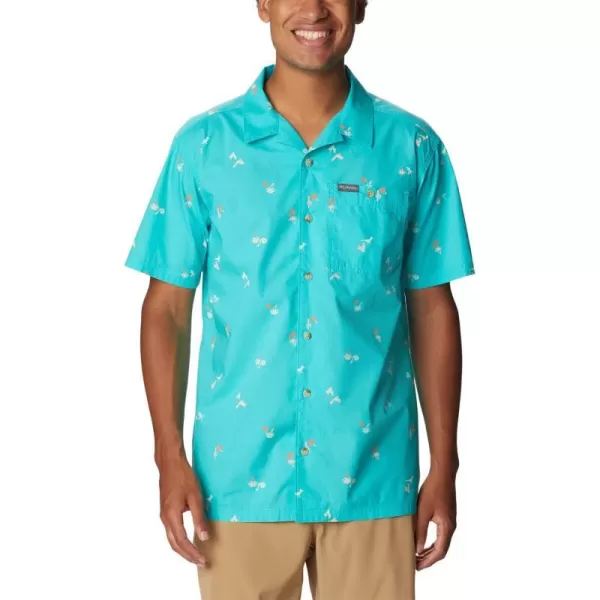 imageColumbia Mens Pine Canyon Short SleeveBright Aqua Baja Bonanza