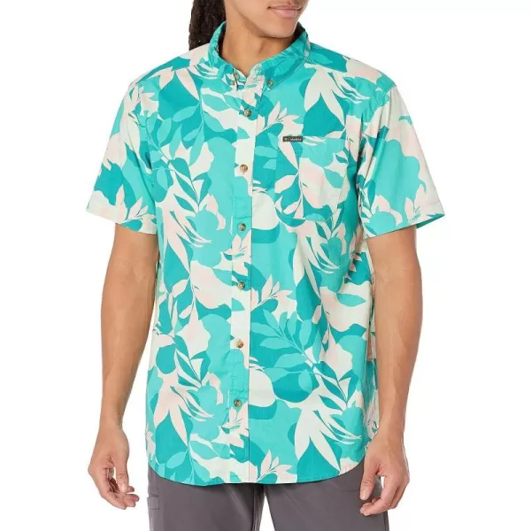 imageColumbia Mens Rapid Rivers Printed Short Sleeve ShirtBright Aqua Floriated