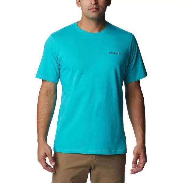 imageColumbia Mens Rockaway River Country Short Sleeve TeeBright AquaTreestriped Flag Graphic