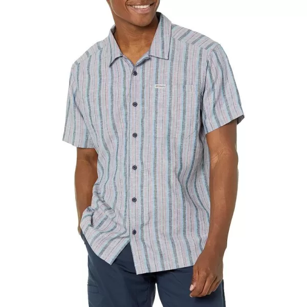 imageColumbia Mens Sage Springs Linen Short SleeveCollegiate Navy Strolling Stripe