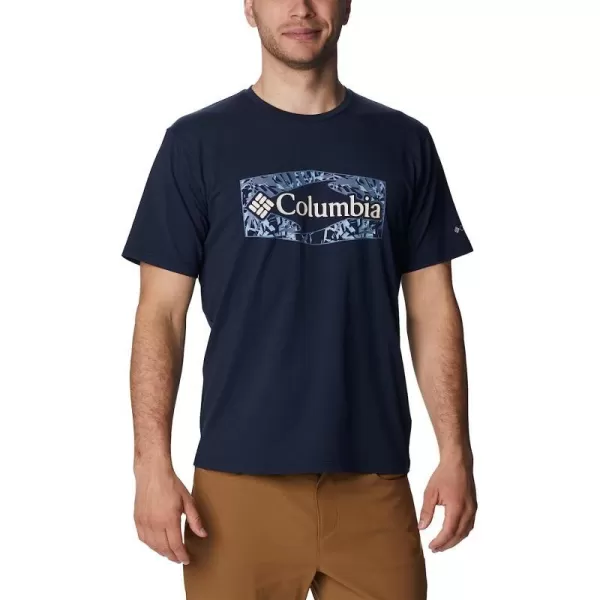 imageColumbia Mens Sun Trek Short Sleeve Graphic TeeCollegiate NavyPalmed Hex Graphic