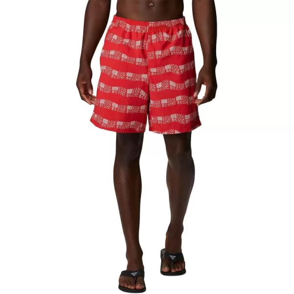 imageColumbia Mens Super Backcast Water ShortRed Spark Fish Flag Waves Print