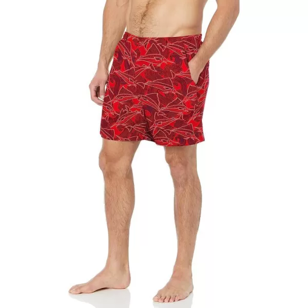 Red Spark Fish Wave Print