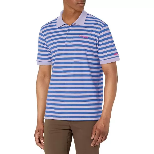 imageColumbia Mens Super Bonefish Pique PoloSoft Violet Hook Em Stripe