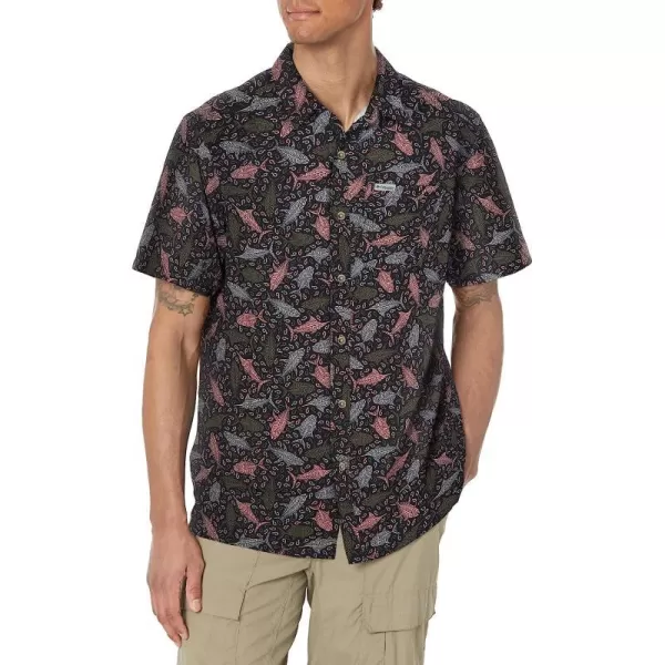 imageColumbia Mens Super Slack Tide Camp ShirtBlack Tribal Fish Print