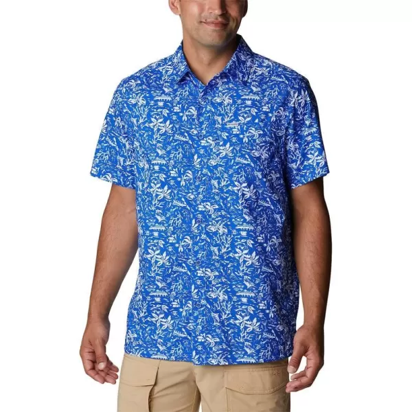 imageColumbia Mens Super Slack Tide Camp ShirtBlue Macaw Kona Print