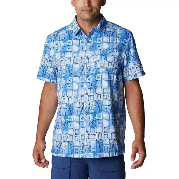 imageColumbia Mens Super Slack Tide Camp ShirtBlue Macaw Trout Batik