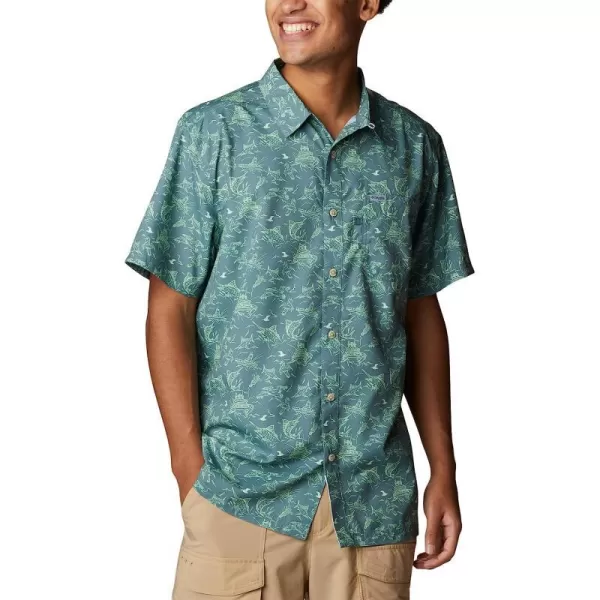 imageColumbia Mens Super Slack Tide Camp ShirtMetal Small Mighty Marlins Print