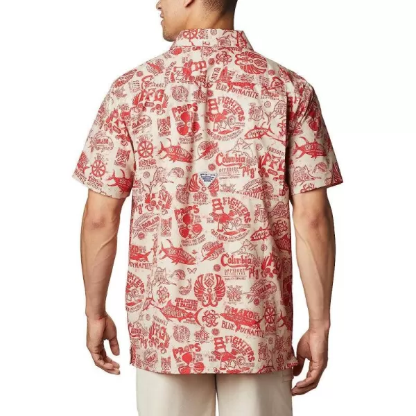 imageColumbia Mens Super Slack Tide Camp ShirtRed SparkNautical Tales Print
