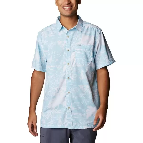 imageColumbia Mens Super Slack Tide Camp ShirtSpring Blue Hula Fish Print