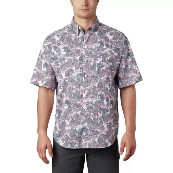 imageColumbia Mens Super Tamiami Short Sleeve ShirtWhite Fish Wave Print