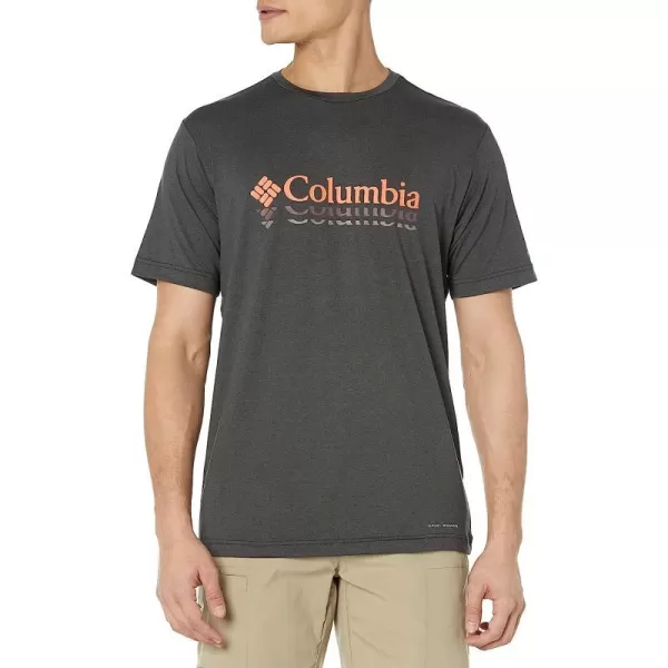 imageColumbia Mens Tech Trail Front Graphic Short Sleeve TeeBlack HeatherRipples Graphic