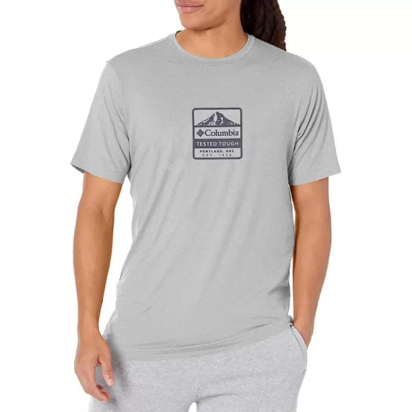 imageColumbia Mens Tech Trail Front Graphic Short Sleeve TeeCool Grey HeatherTested Tough Pdx Graphic