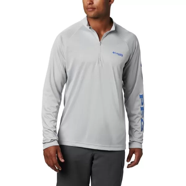 imageColumbia Mens Terminal Tackle 14 ZipCool GreyVivid Blue Logo