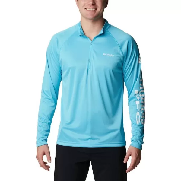 imageColumbia Mens Terminal Tackle Heather 14 ZipAtoll HeatherWhite Logo
