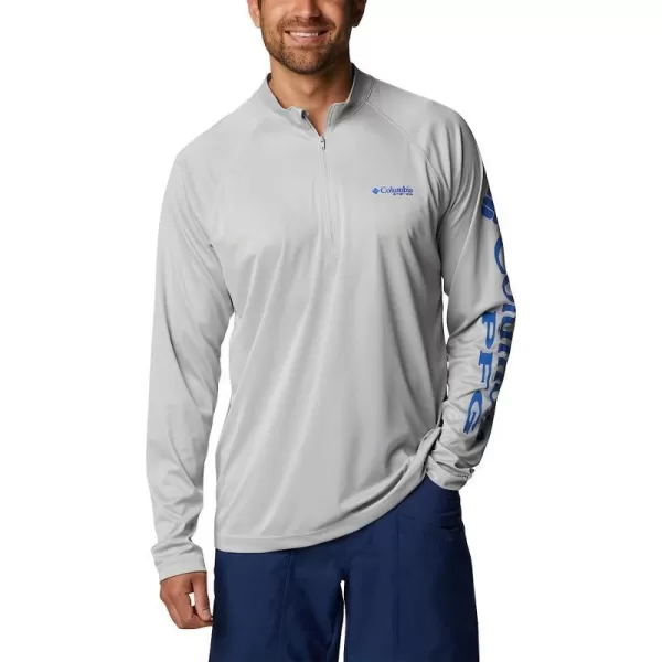 imageColumbia Mens Terminal Tackle Heather 14 ZipCool Grey HeatherVivid Blue Logo