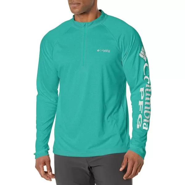 imageColumbia Mens Terminal Tackle Heather 14 ZipElectric Turquoise HeatherCool Grey Logo