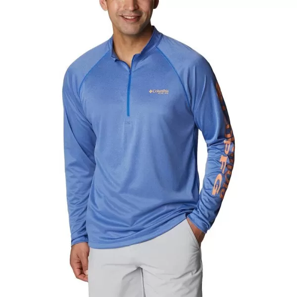 imageColumbia Mens Terminal Tackle Heather 14 ZipVivid Blue HeatherBright Nectar Logo