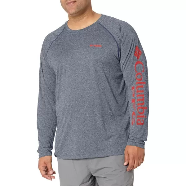 imageColumbia Mens Terminal Tackle Heather Long Sleeve ShirtCarbon HeatherRed Spark Logo