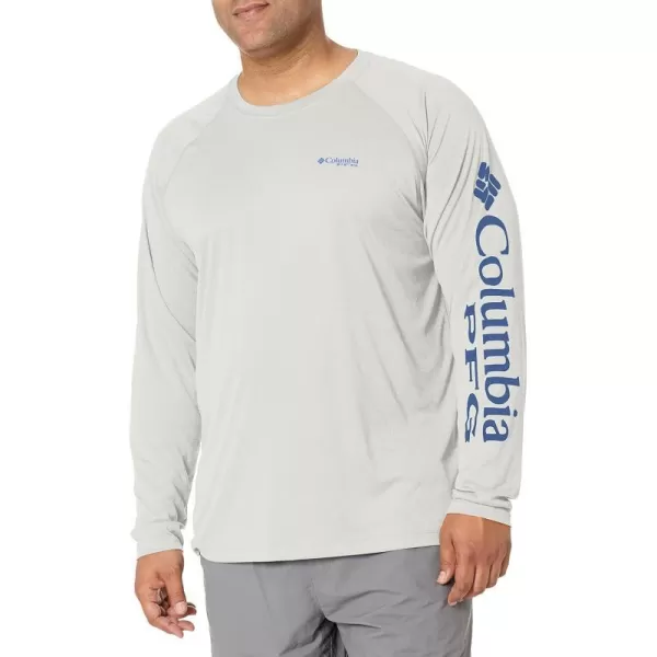 imageColumbia Mens Terminal Tackle Heather Long Sleeve ShirtCool Grey HeatherVivid Blue Logo