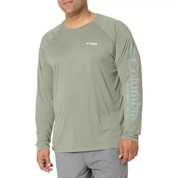 imageColumbia Mens Terminal Tackle Heather Long Sleeve ShirtCypress HeatherCool Green Logo