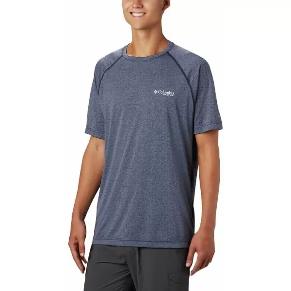 imageColumbia Mens Terminal Tackle Heather Ss ShirtCollegiate Navy HeatherWhite Logo