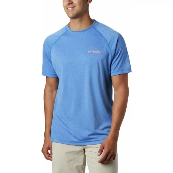 imageColumbia Mens Terminal Tackle Heather Ss ShirtVivid Blue HeatherBright Nectar Logo