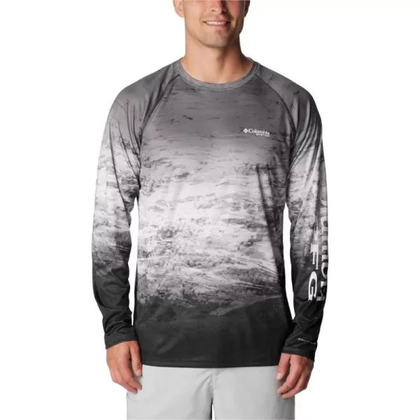 imageColumbia Mens Terminal Tackle Long Sleeve Shirt Wicking MaterialBlackAmericanaDeepsea Fade