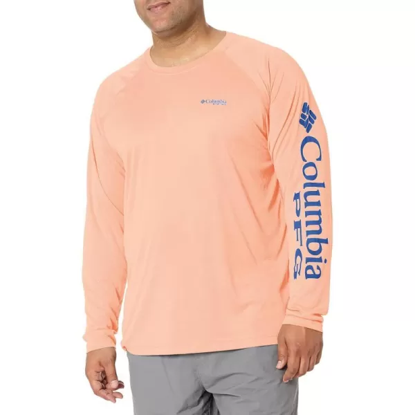 imageColumbia Mens Terminal Tackle Long Sleeve Shirt Wicking MaterialBright Nectar HeatherVivid Blue Logo