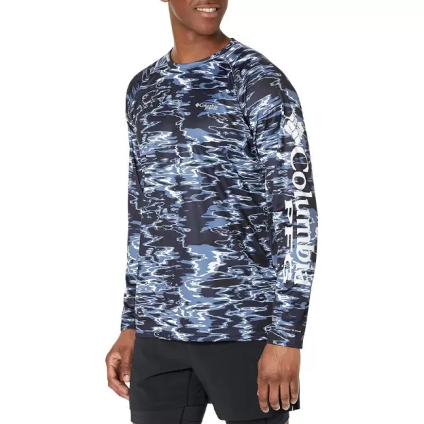 imageColumbia Mens Terminal Tackle Long Sleeve Shirt Wicking MaterialCollegiate Navy Ripples