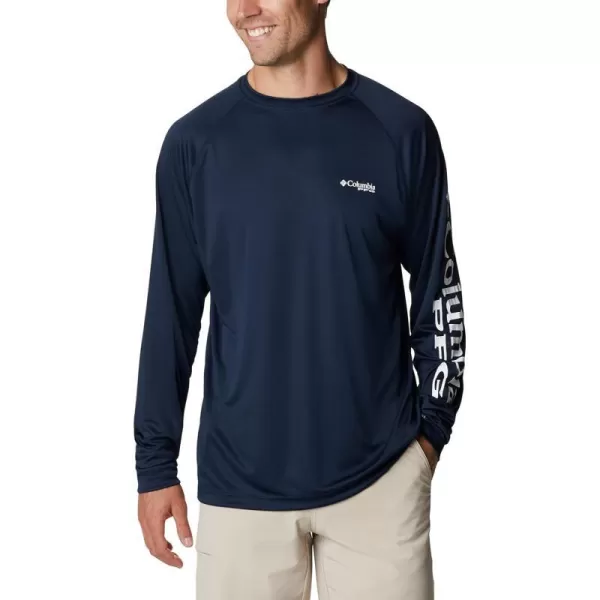 imageColumbia Mens Terminal Tackle Long Sleeve Shirt Wicking MaterialCollegiate NavyWhite Logo