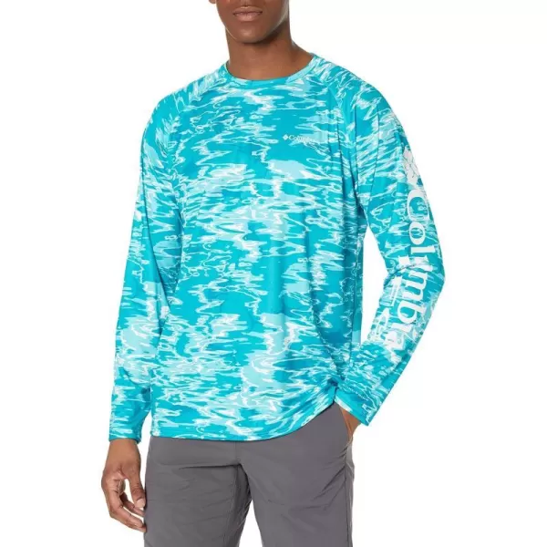 imageColumbia Mens Terminal Tackle Long Sleeve Shirt Wicking MaterialOcean Teal Ripples
