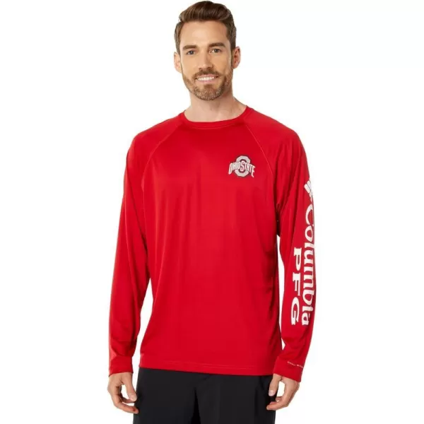 imageColumbia Mens Terminal Tackle Long Sleeve Shirt Wicking MaterialOs  Intense Red  White