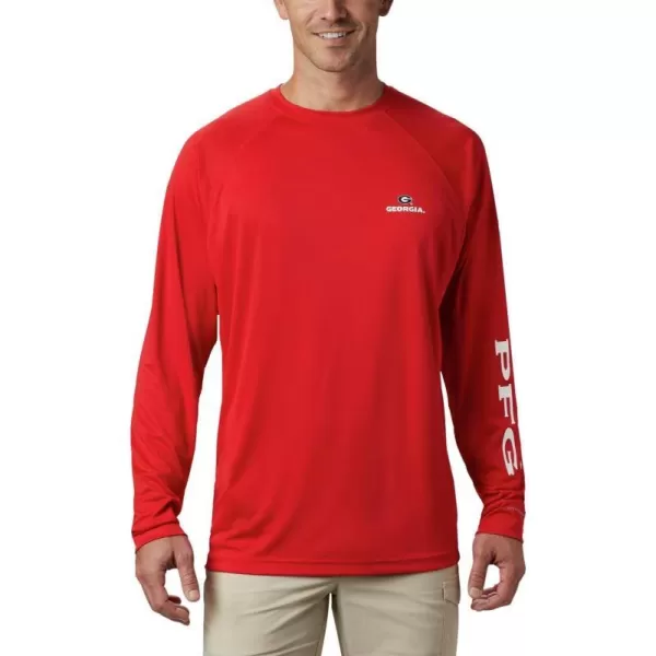 imageColumbia Mens Terminal Tackle Long Sleeve Shirt Wicking MaterialUga  Bright Red  White