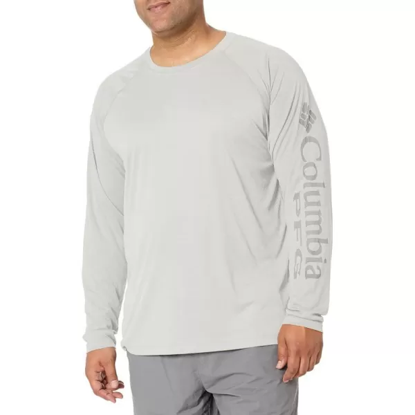 imageColumbia Mens Terminal Tackle Long Sleeve Shirt Wicking MaterialWhite HeatherCool Grey Logo