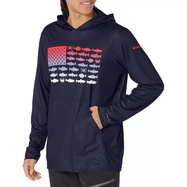 imageColumbia Mens Terminal Tackle PFG Fish Flag HoodieCollegiate NavyRed Spark Alaska Fish