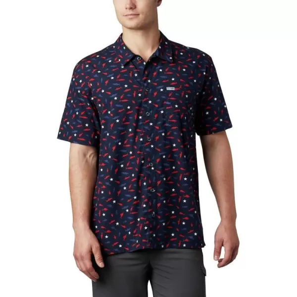 imageColumbia Mens Trollers Best Short Sleeve ShirtCollegiate Navy Americana Print