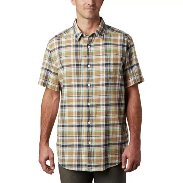 imageColumbia Mens Under Exposure Yarn Dye Short Sleeve ShirtGreen Boa Multi Plaid