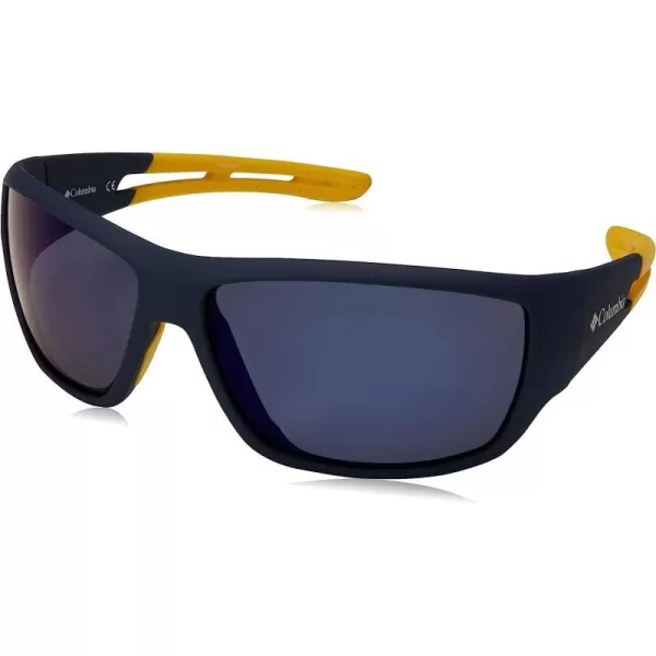 imageColumbia Mens Utilizer Wrap SunglassesMatte Navy WYellow Rubber Polarized